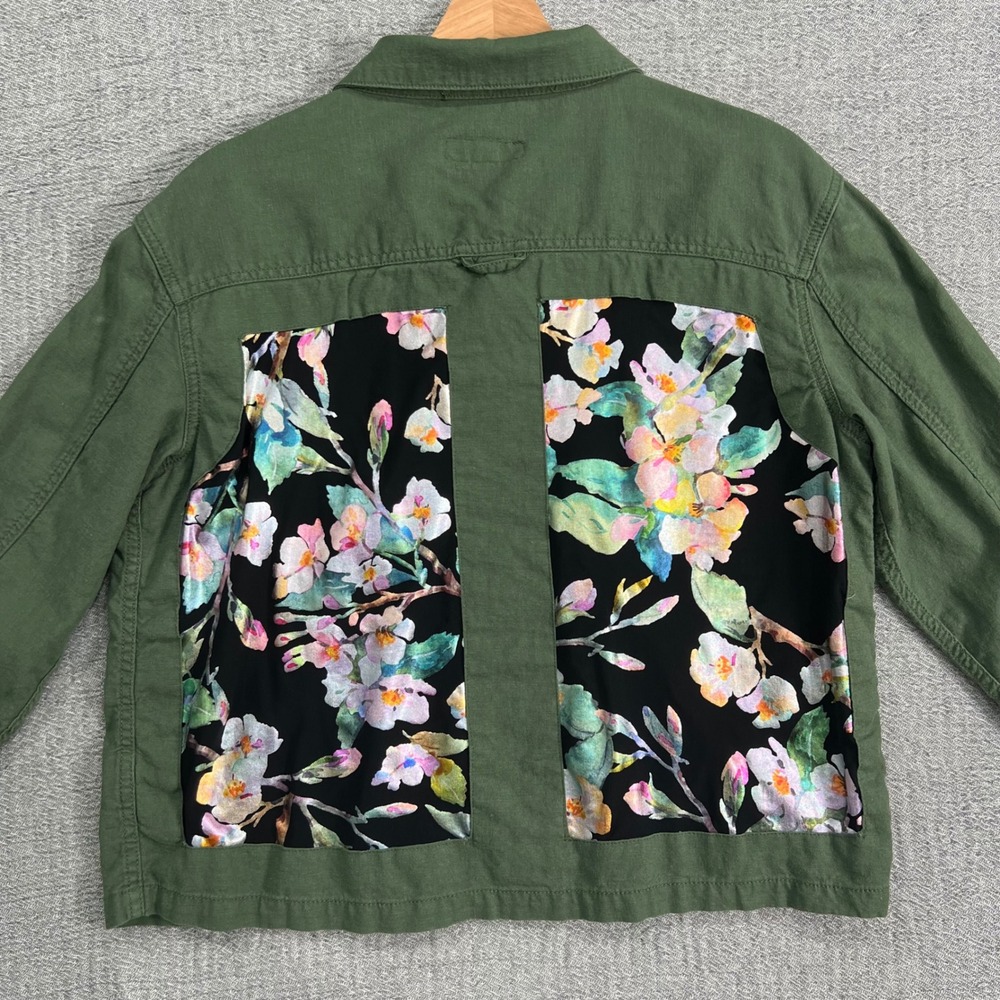 Handmade Floral Patchwork Shirt Botanical Earthy Green Sz M Unique Granola Artsy - Picture 2 of 13
